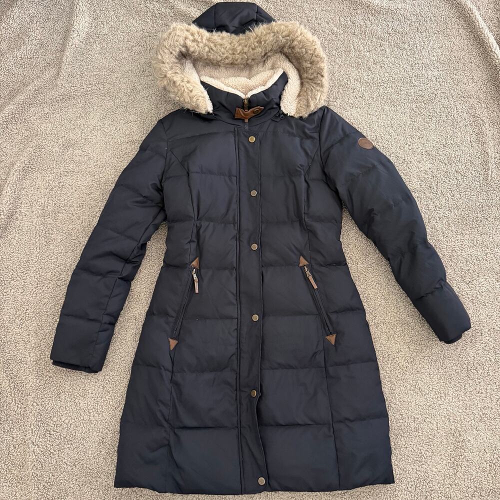 Lauren Ralph Lauren Navy Blue Down Puffer Coat Jacket Removable Hood Women’s S